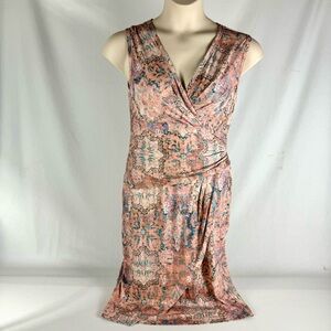 Peruvian Connection Halcyon Faux Wrap Sleeveless MIDI Dress Women’s Medium